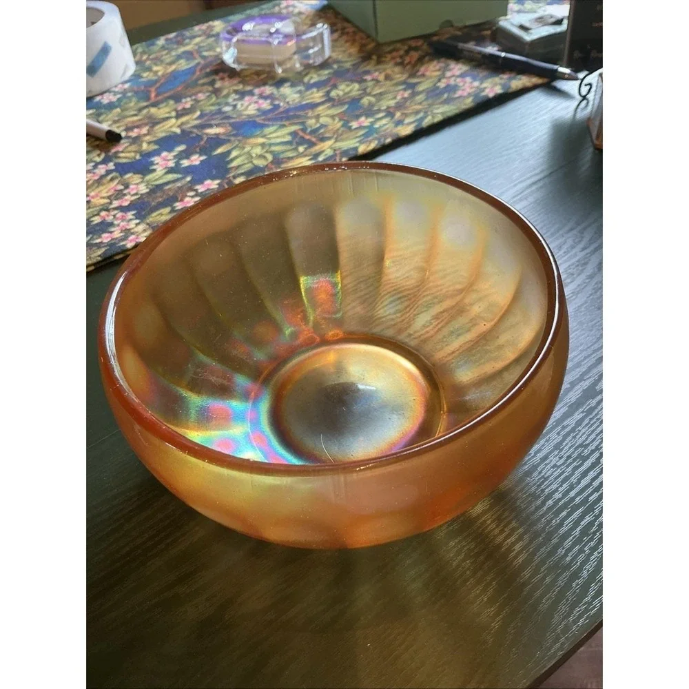 VTG‎ Imperial Glass CHESTERFIELD Line 600 Carnival Marigold Rose/Nut Bowl